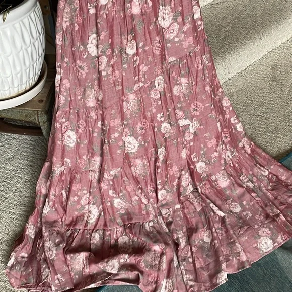 Altard State Floral Pink Tiered Midi Dress - Picture 8 of 12